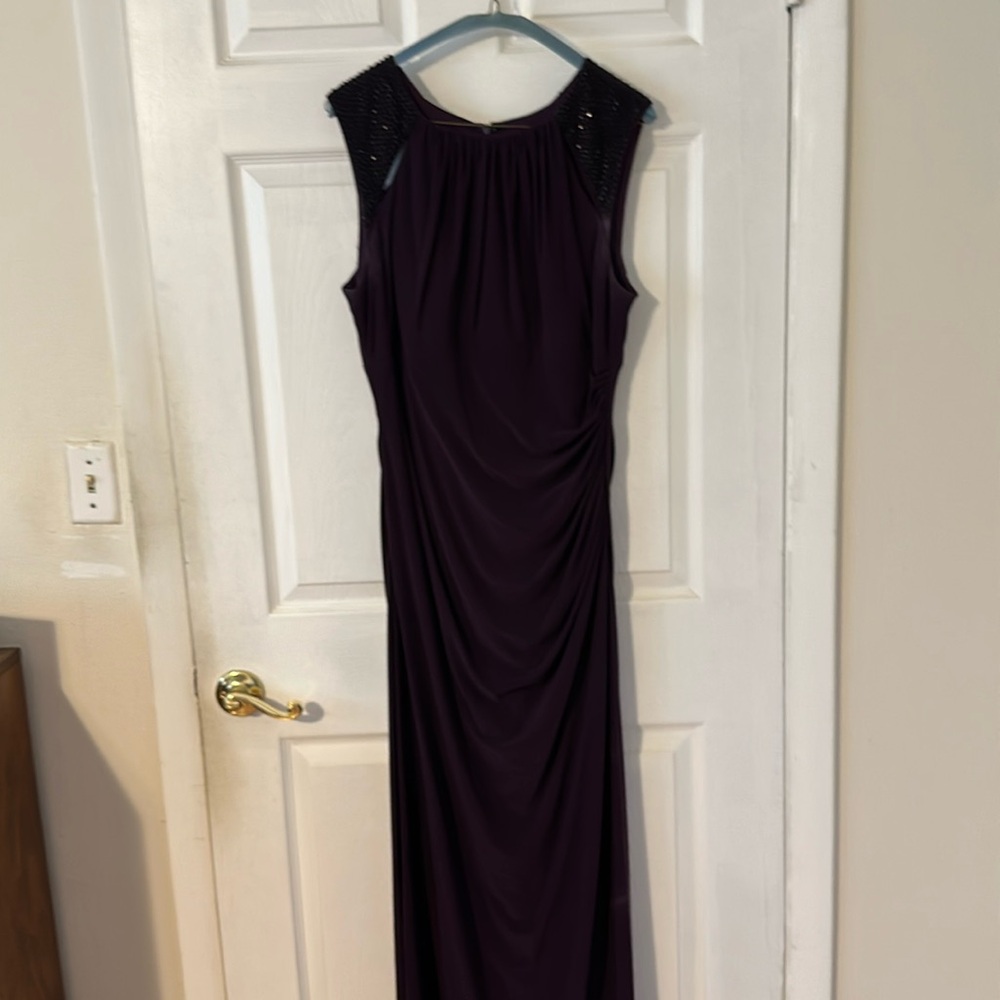 Xscape Sleeveless Long Purple Gown